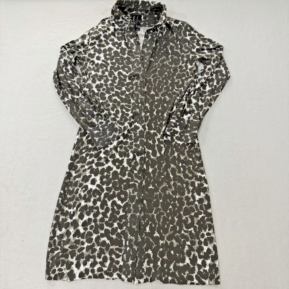 KAMALIKULTURE by Norma Kamali Animal Print Collar Long Sleeve Dress Size XS